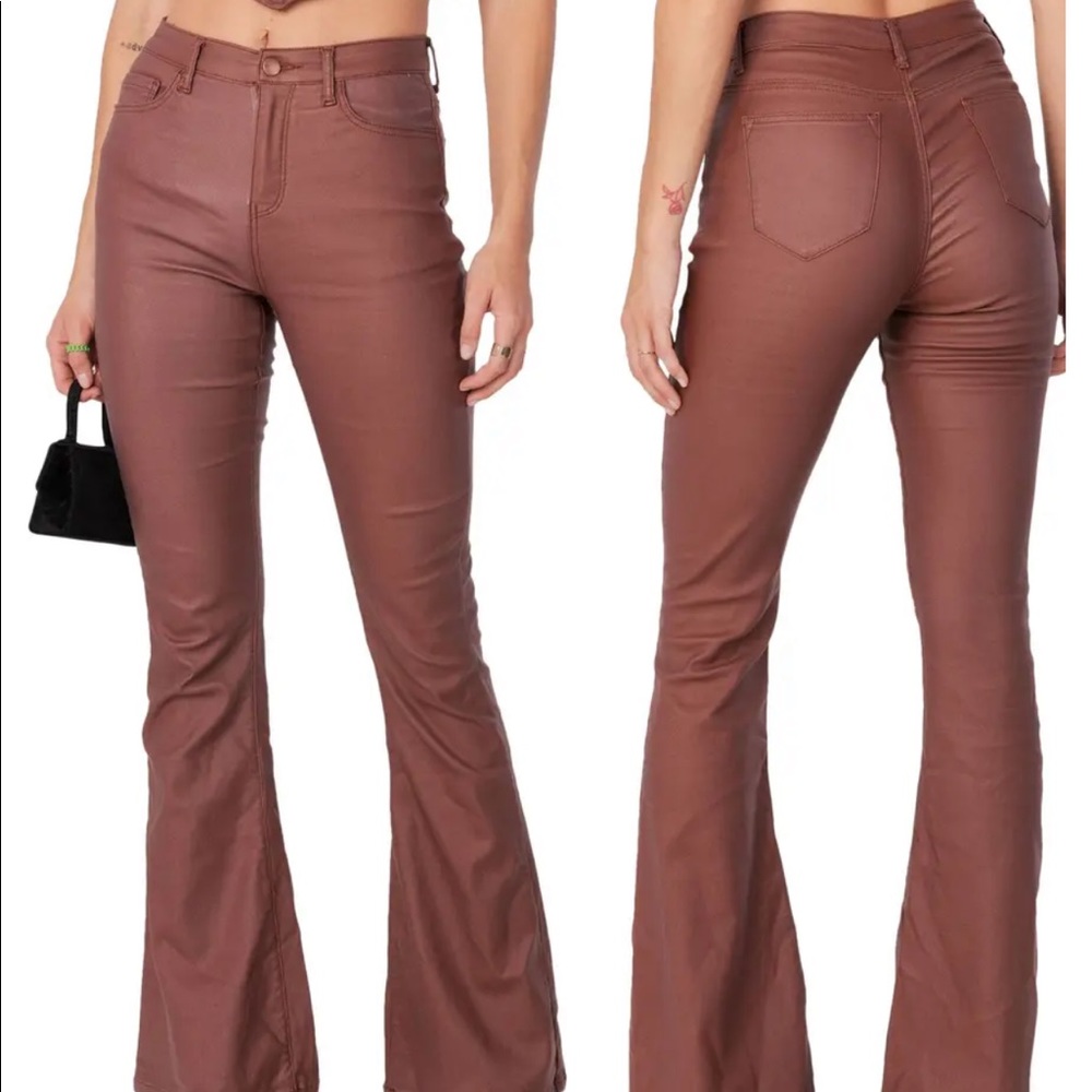Edikted Flare Leather Pants
